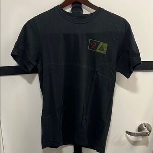 Black Short Sleeve Crew Neck Tee with Rainer Beer / Rainers design